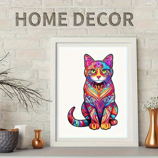 Colorful Cat Wooden Jigsaw Puzzle - Christmas Gift