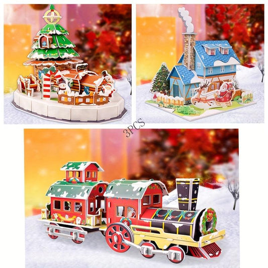 3D Puzzle Model Christmas Tree House Decoration Desk Decoration
