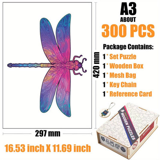 Colorful Dragonfly Wooden Puzzle in Box