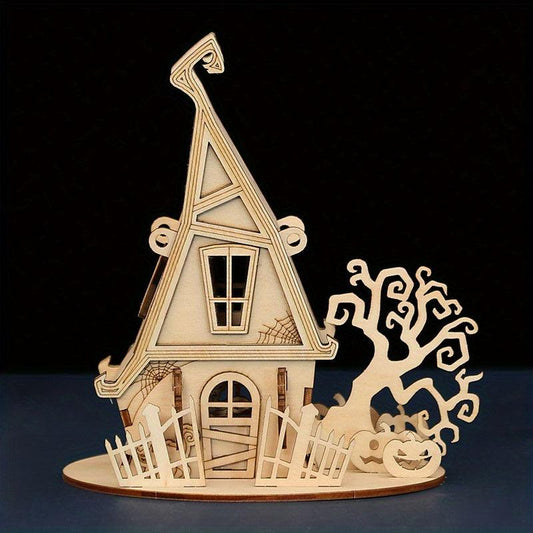 DIY Ghost House Wooden Puzzle for Kids - Halloween Series