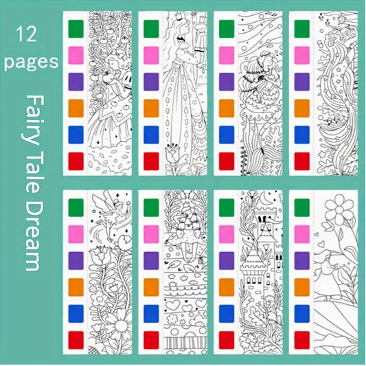 Watercolor Coloring Book Kids Drawing Paper Paintbrush Halloween