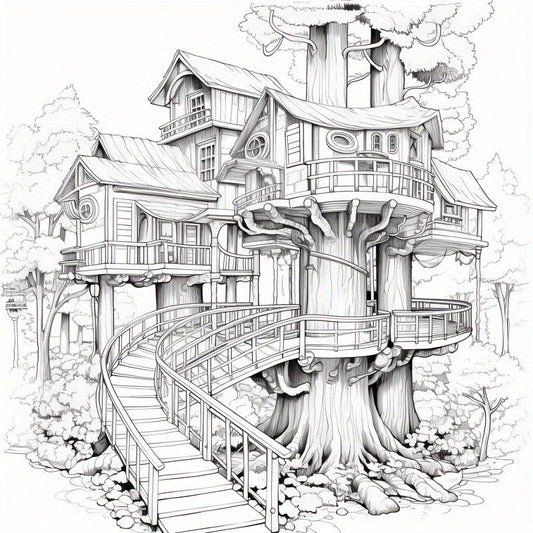 22pcs Thickened Paper Dream Tree House Coloring Book - Christmas Party Gift