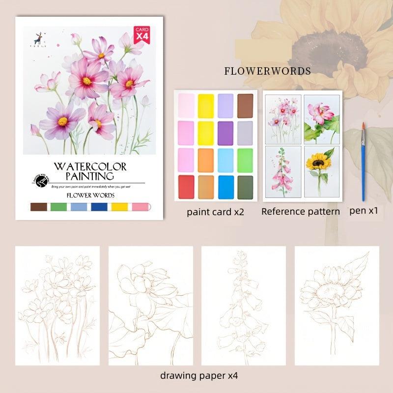 4pcs Watercolor Coloring Book Paint Sticky Note Graffiti Picture Book