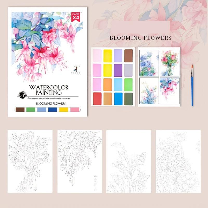4pcs Watercolor Coloring Book Paint Sticky Note Graffiti Picture Book