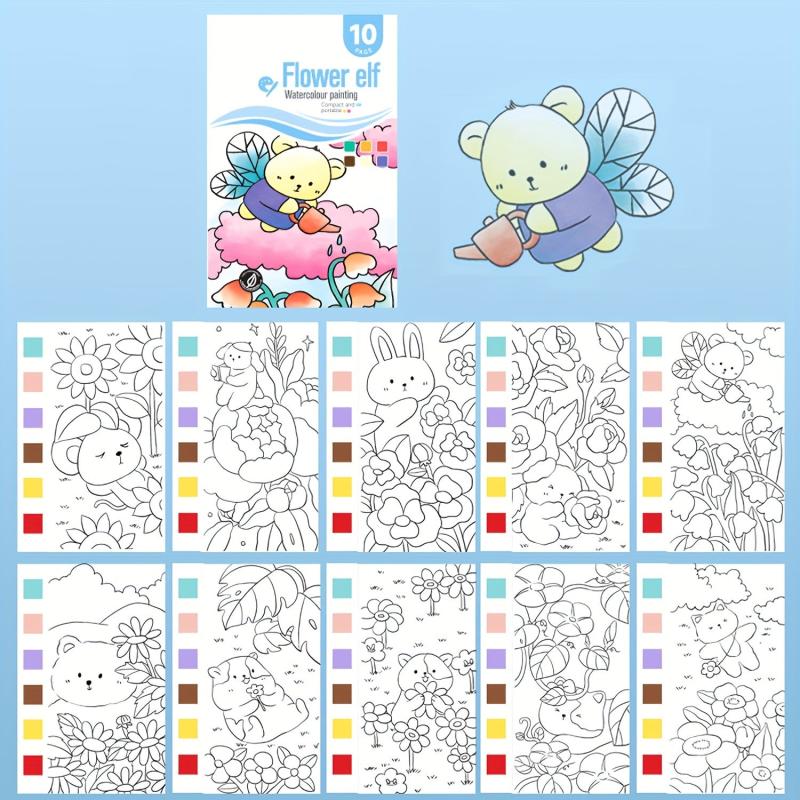 10pcs Watercolor Painting Set Student Coloring And Drawing Book