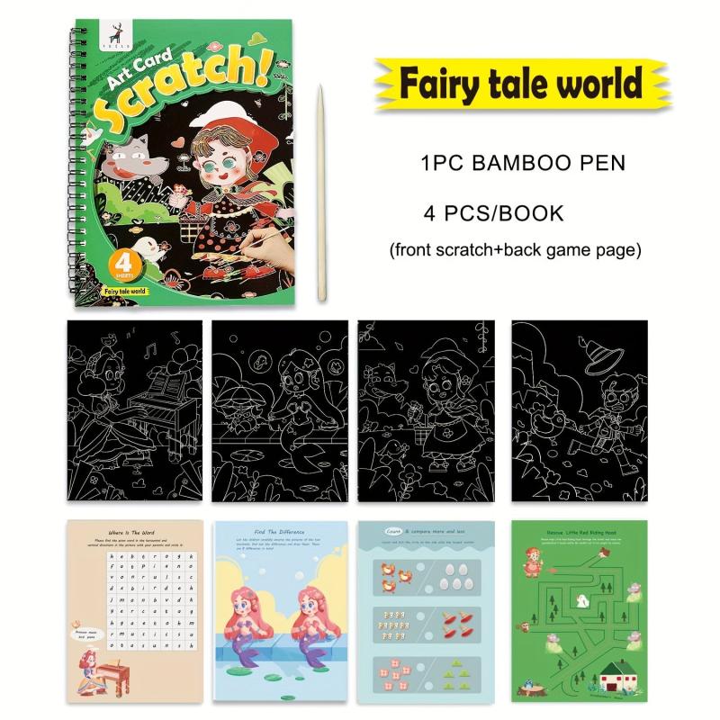4pcs Scratch Art For Kids Rainbow Scratch Paper