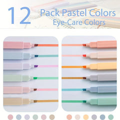 Pastel Highlighters 12pcs Random Colors - No Bleed Neutral Highlighter Set