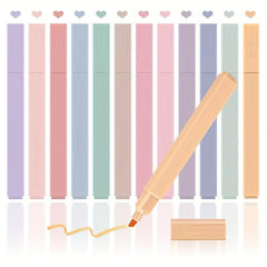 Pastel Highlighters 12pcs Random Colors - No Bleed Neutral Highlighter Set
