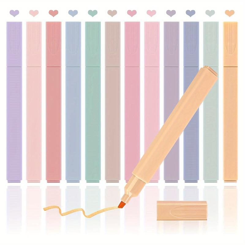 Pastel Highlighters 12pcs Random Colors - No Bleed Neutral Highlighter Set