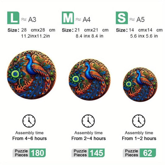 Peacock Wooden Puzzle Home Decoration Painting Toy