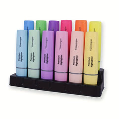 12pcs Large Capacity Highlighter Marker Set for Students & Office Use