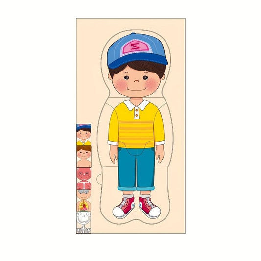 Children's Wooden Body Puzzle Occupational Costume Cognitive Puzzle