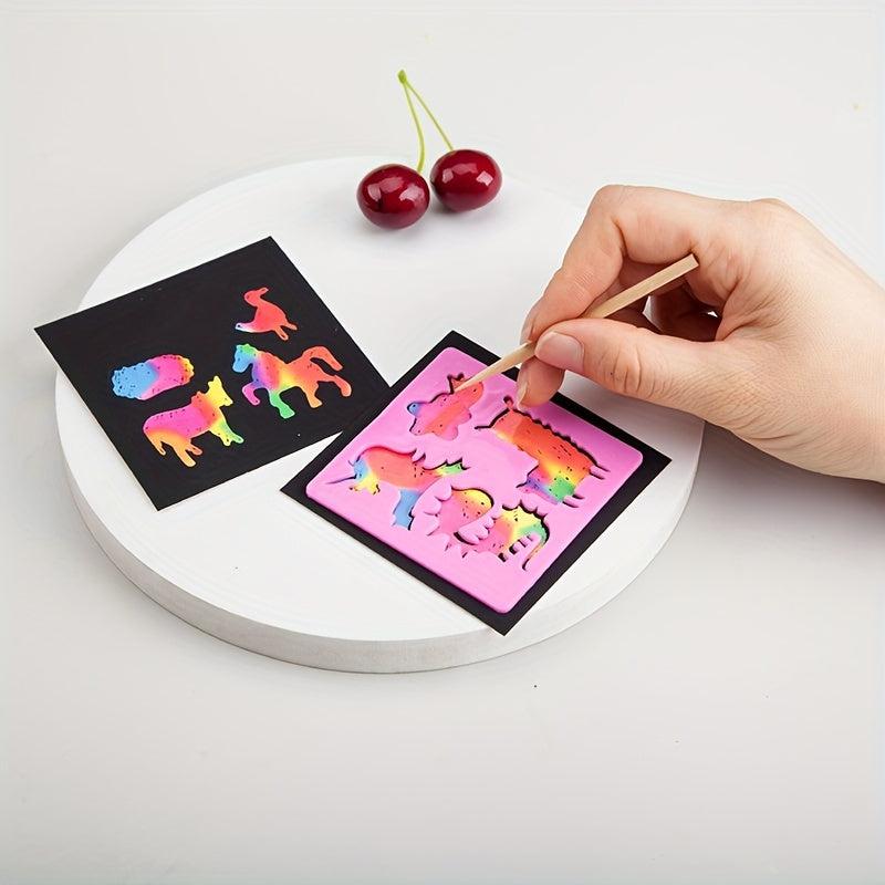 100pcs Scratch Note Art Mini Rainbow Scratch Paper Tape Handwriting Pen