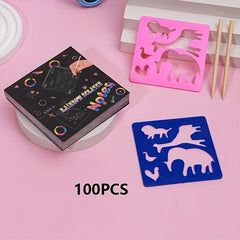 100pcs Scratch Note Art Mini Rainbow Scratch Paper Tape Handwriting Pen