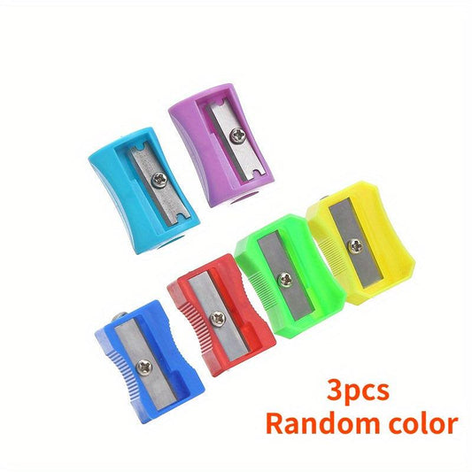 3pcs Random Rectangular Pencil Sharpeners for Student Supplies