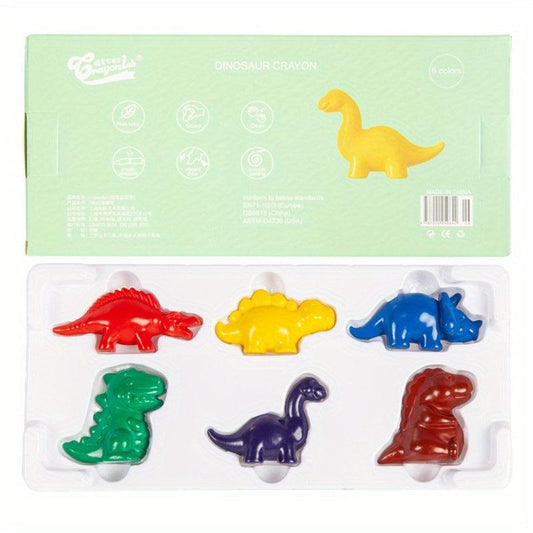 Dinosaur Shape Crayons 6-Pack for Kids