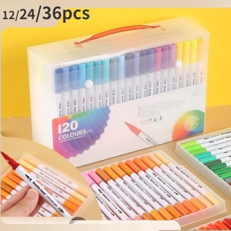 Watercolor Brush Painting Set for Kids, Washable Double Head Pen