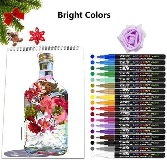 18 Acrylic Paint Pens for Rock Painting Waterproof Paint Markers DIY Craft