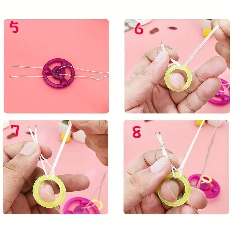 2pcs Glitter Flywheel Pull Rope Luminous Flying Saucer Gyro