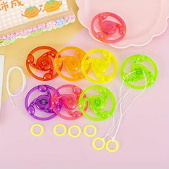 2pcs Glitter Flywheel Pull Rope Luminous Flying Saucer Gyro
