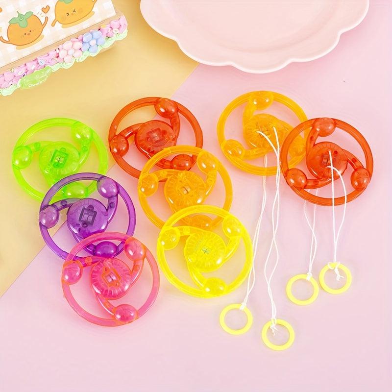 2pcs Glitter Flywheel Pull Rope Luminous Flying Saucer Gyro