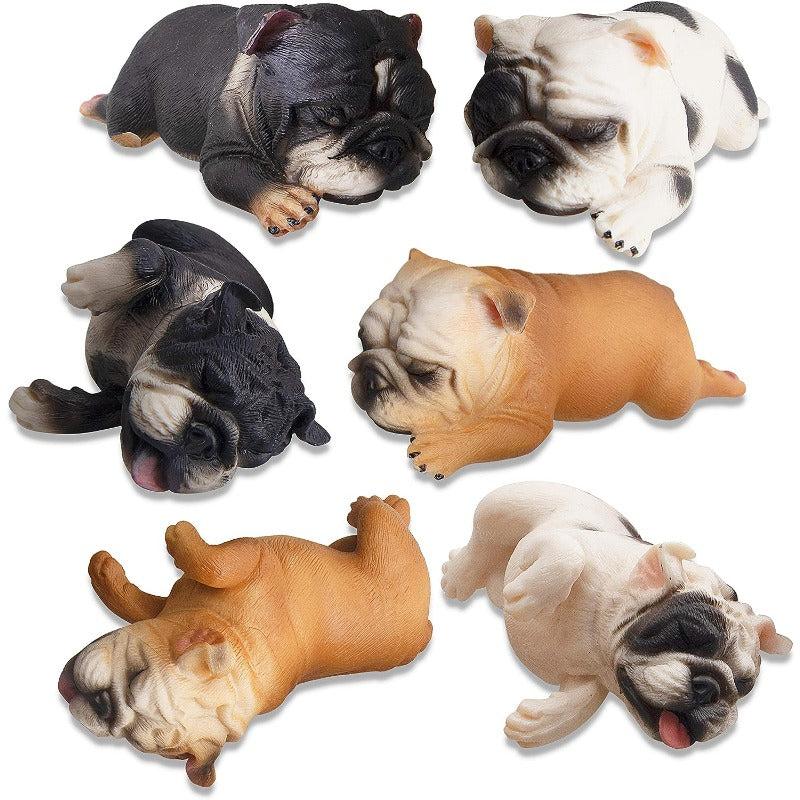 English Bulldog Statue Set Sleeping Toy Dogs