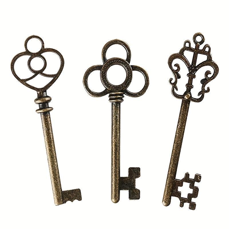 3pcs 5.89cm Large Skeleton Key Bronze & Brass Retro Style for Parties
