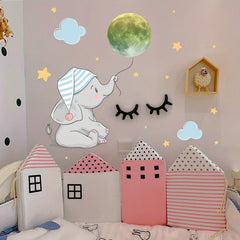 Luminous Elephant Moon Wall Sticker Waterproof Adhesive Living Room Decor