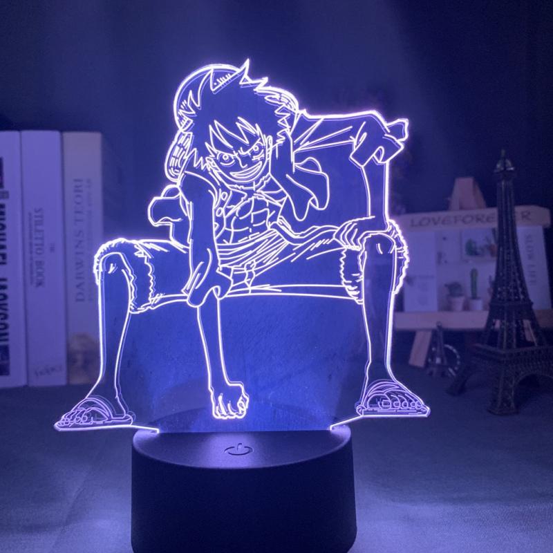 3D LED Night Light Monkey D Luffy Roronoa Zoro Figure Table Lamp