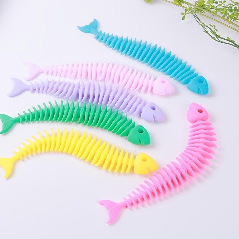 Colorful TPR Fishbone Fidget Bracelet for Sensory Fun
