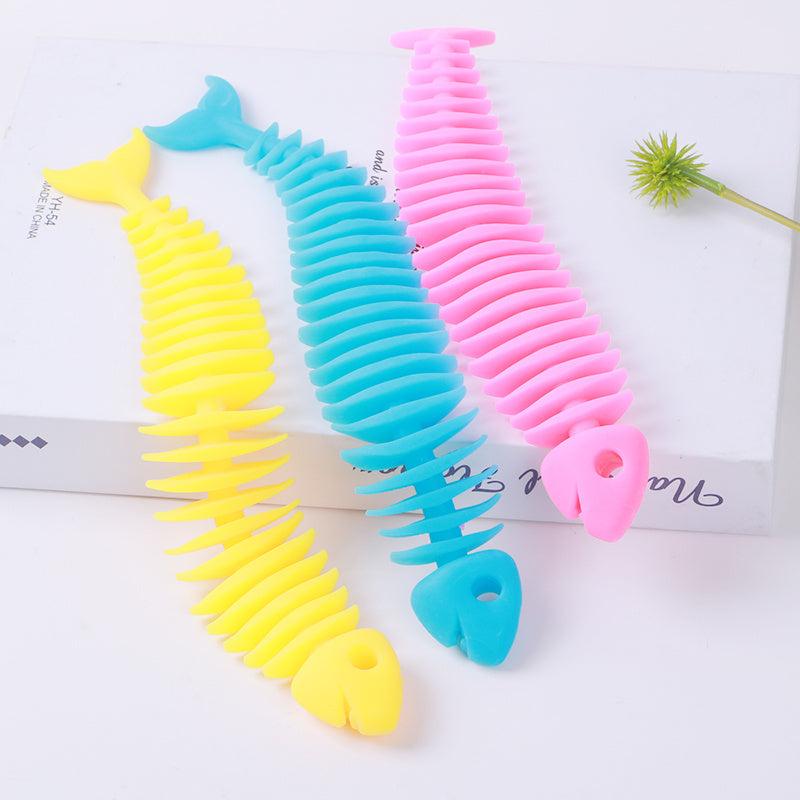 Colorful TPR Fishbone Fidget Bracelet for Sensory Fun