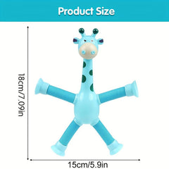 4 Pack Suction Cup Robot & Giraffe Toys For Kids Pop Tubes Road Trip Mini Telesc