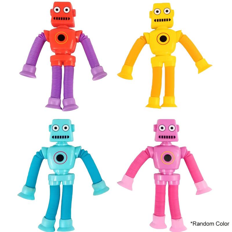 4 Pack Suction Cup Robot & Giraffe Toys For Kids Pop Tubes Road Trip Mini Telesc