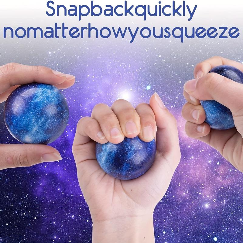 2PCS Space Theme Stress Balls 6.35cm Foam Squeeze Children Finger Exercise
