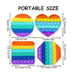 4pcs Rainbow Pop It Fidget Toy Bubble Sensory Stress Reliever Shapes