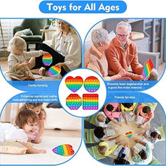 4pcs Rainbow Pop It Fidget Toy Bubble Sensory Stress Reliever Shapes