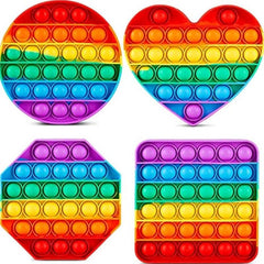 4pcs Rainbow Pop It Fidget Toy Bubble Sensory Stress Reliever Shapes
