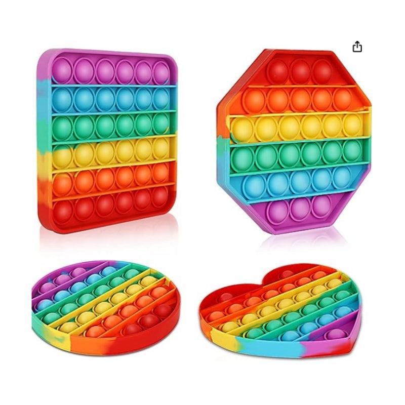 4pcs Rainbow Pop It Fidget Toy Bubble Sensory Stress Reliever Shapes