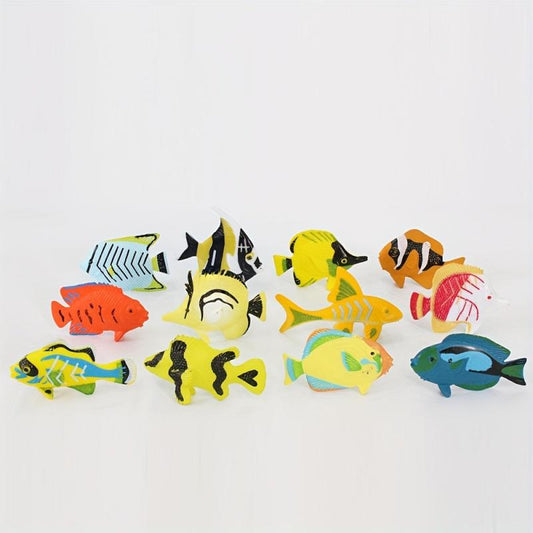 12 Pcs Mini Ocean Small Fish Soft Glue Toys Ocean Animal Model Combination