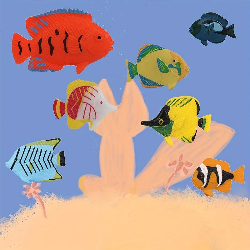 12 Pcs Mini Ocean Small Fish Soft Glue Toys Ocean Animal Model Combination