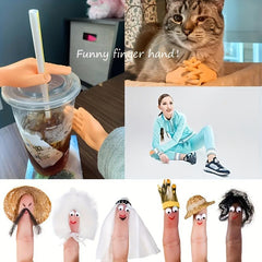 2 Mini Hand Finger Puppet Realistic Rubber Hand Figurine Toy Funny Performance