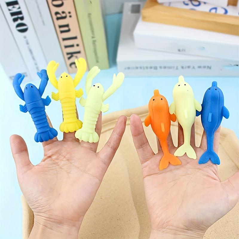 10pcs TPR Catapult Marine Animal Finger Slingshot Fun Toy