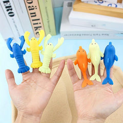 10pcs TPR Catapult Marine Animal Finger Slingshot Fun Toy