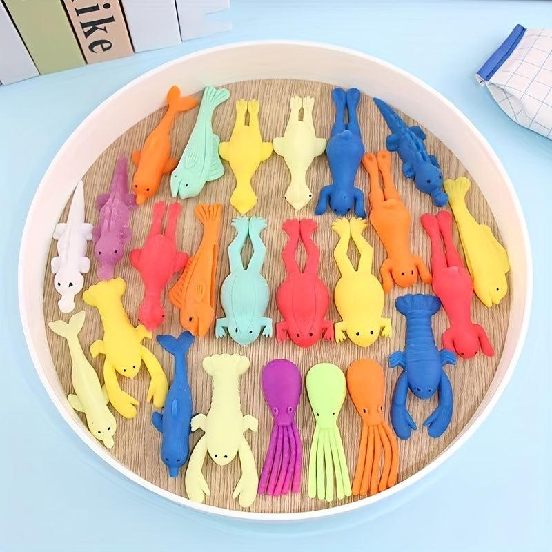 10pcs TPR Catapult Marine Animal Finger Slingshot Fun Toy