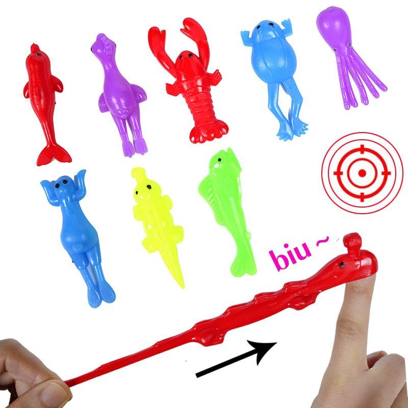 10pcs TPR Catapult Marine Animal Finger Slingshot Fun Toy