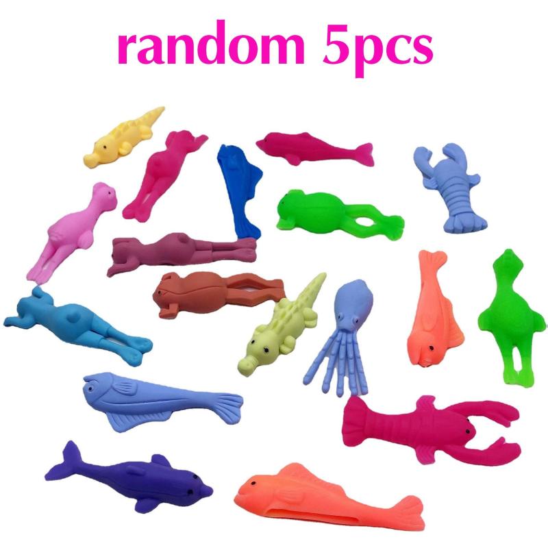 10pcs TPR Catapult Marine Animal Finger Slingshot Fun Toy