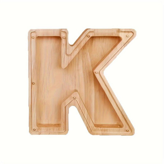 Wooden Letter K Piggy Bank for Coin Saving