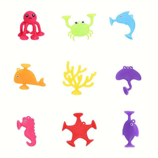9Pcs Baby Sucker Toy Ocean Animal Bath Toys Kids Gift