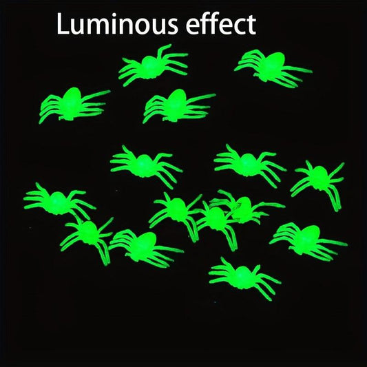 50pcs Glow Dark Halloween Spiders Plastic Toys Pranks Decoration