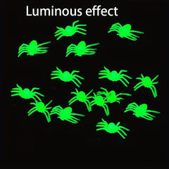 50pcs Glow Dark Halloween Spiders Plastic Toys Pranks Decoration